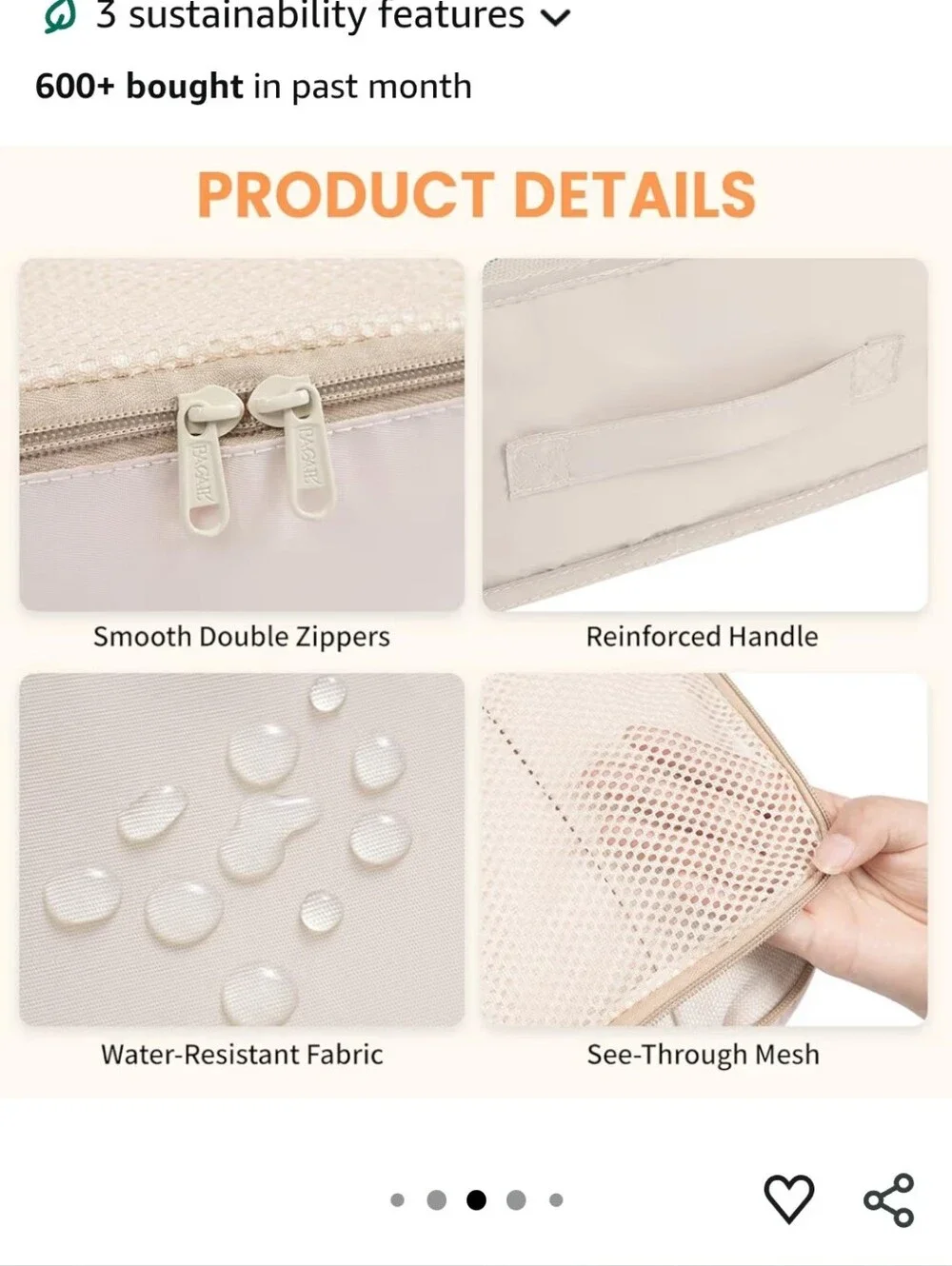 Hotor Travel Packing Cube Set - Cream Organizer Bags (6 pcs)